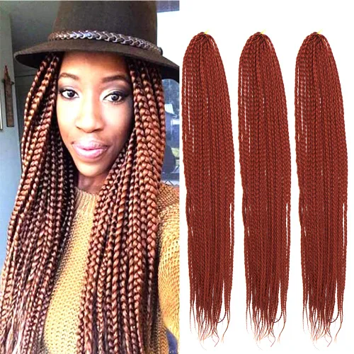 Miniatura 27 de Extensiones de cabello trenzado tipo box de 24 pulgadas, hechas a mano, para mujeres y niñas, extensiones de cabello trenzado, 24#, 3 paquetes, 22