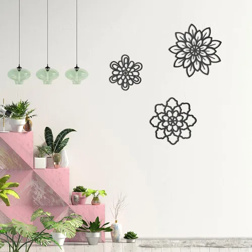 Miniatura 7 de Moxweyeni 3 piezas de decoración de pared de flores de metal, arte de pared rústico de metal, decoración floral múltiple colgante para baño, sala