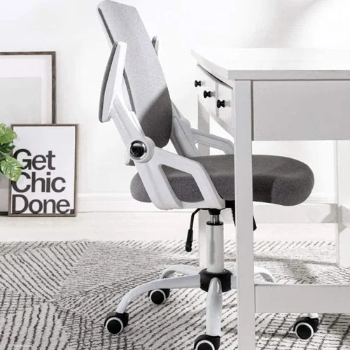 Miniatura 2 de Silla de oficina de malla con respaldo medio, silla ergonómica de malla giratoria para computadora, brazos abatibles con soporte lumbar, altura La