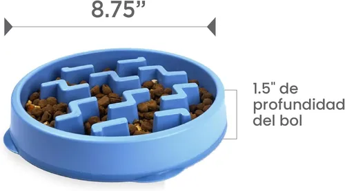 Miniatura 7 de Outward Hound Fun Feeder Slo Bowl Cuenco para perro de alimentación lenta, mediano/pequeño, color azul