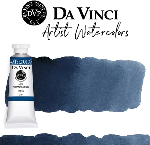 Miniatura 68 de DA VINCI PAINTS Pintura Acuarela Profesional para Artistas, Alizarin Crimson (Quinacridone), 37ml Índigo