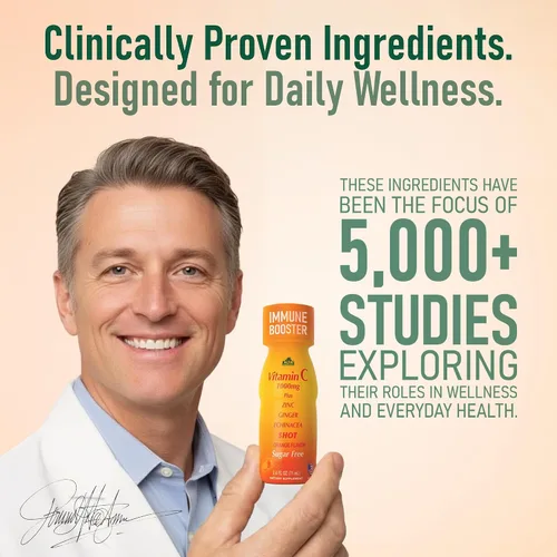 Miniatura 3 de ALFA VITAMINS Disparo de vitamina C de 1000 mg con zinc, jengibre y equinácea - Apoya la salud inmunológica y el bienestar diario - Sabor naranja