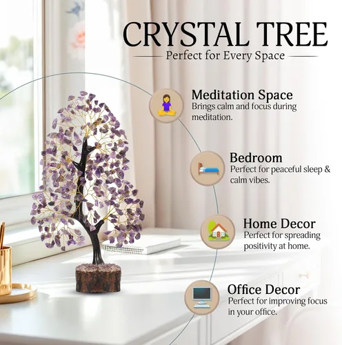 Miniatura 4 de Árbol de la vida con cristales de amatista, árbol púrpura, decoración de cristal, árbol de los chakras, regalos curativos para mujeres, decoración