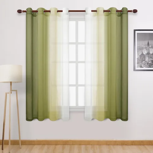 Miniatura 103 de DWCN Cortinas Transparentes de Lino Sintético Negro Degradado Ombré - Cortinas Semi Transparentes de Gasa con Ojales en la Parte Superior