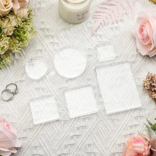 Miniatura 7 de Amyhill Juego de 6 bloques acrílicos para boda, planos, accesorios de acrílico para fotografía, juego de bloques de exhibición de sellos