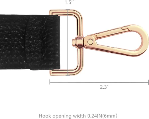 Miniatura 4 de Correa de repuesto de cuero de 24.8 pulgadas para bolsos de mano y bolsos de hombro con hebillas de metal Negro