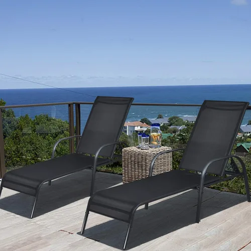 Miniatura 12 de Giantex Silla de Salón para Patio, Tumbona para Exteriores con Respaldo de 5 Posiciones Ajustables, Marco de Acero Resistente, Sillón Reclinable