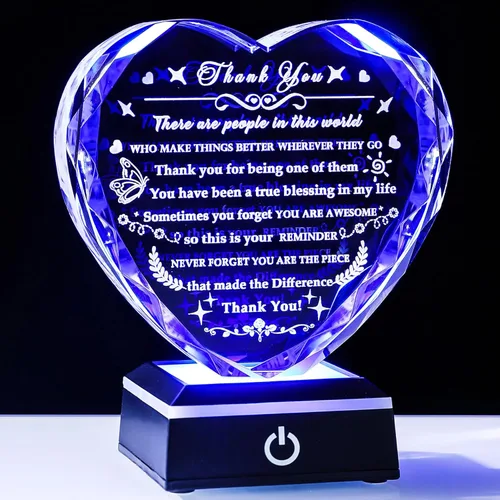 Miniatura 16 de YWHL Regalos de cumpleaños para hermanas con base LED colorida de corazón de cristal para mi hermana, regalo significativo para hermanas en Navidad