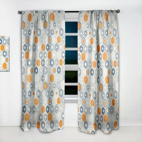 Miniatura 5 de DesignQ Cortinas con patrón hexagonal retro IX para dormitorio, cortinas para sala de estar, cortinas con aislamiento térmico, panel individual, 52