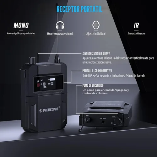 Miniatura 3 de Sistema de monitorización inalámbrico en el oído Phenyx Pro de cuatro canales, sistema IEM mono con 4 bodypacks, frecuencias UHF 4x25, montaje
