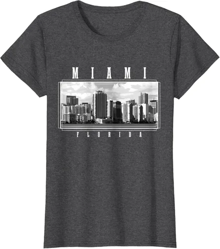 Miniatura 4 de Miami Skyline Florida Pride Vintage Miami Camiseta, Negro