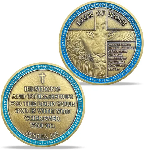 AtSKnSK Moneda de desafío León de Judá Sé fuerte y valiente