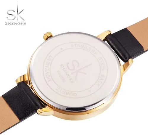 Miniatura 7 de SK - Reloj de pulsera para mujer, correa de piel, de cuarzo, reloj de lujo japonés de cuarzo.