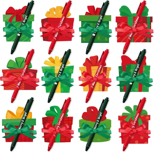 Miniatura 17 de Pasimy Juego de 24 notas adhesivas de Navidad y bolígrafos, regalos navideños de invierno para estudiantes, compañeros de trabajo, blocs de notas