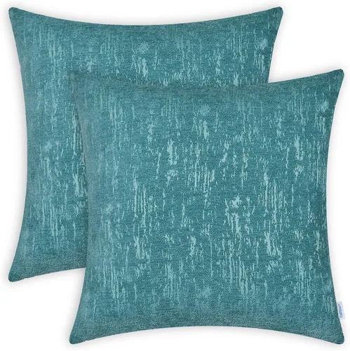 Miniatura 12 de CaliTime Juego de 2 fundas de cojín de felpilla súper suaves teñidas de mármol jacquard para sofá, decoración de casa rural, 18 x 18 pulgadas