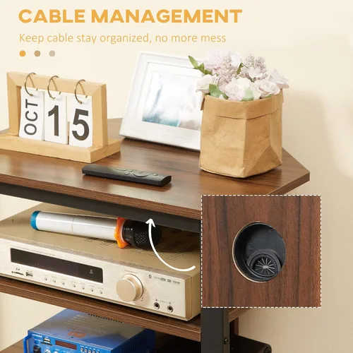 Miniatura 6 de HOMCOM Soporte multimedia con estante de audio de 4 niveles, estante de esquina para medios AV con gestión de cables para reproductores de DVD