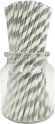 Miniatura 11 de Pajitas biodegradables de papel a rayas rojas de 7.75 pulgadas, caja de 100 popotes ecológicos de Navidad rojos y blancos perfectos para beber