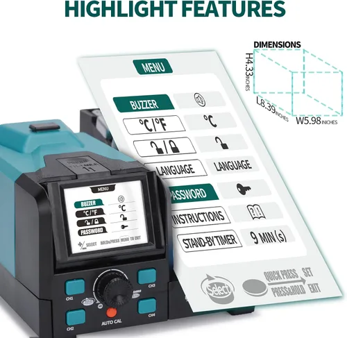 Miniatura 5 de YIHUA 982D-I PRO Estación de soldadura de pinzas calientes de precisión 2 en 1 con microsoldador con 10 cartuchos de punta, interfaces de operación