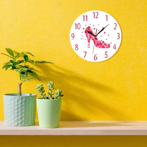Miniatura 7 de The Geeky Days Reloj de pared con estampado de pétalos de rosa rosa con tacón alto y silencioso, arte de pared para mujer, dormitorio, femenino