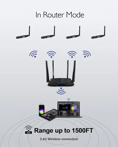 Miniatura 4 de Pknight Controlador inalámbrico DMX, transceptor compacto con conectividad Wi-Fi, compatible con Artnet y sACN