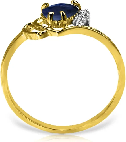 Miniatura 7 de Galaxy Gold GG Anillo de oro de 14 quilates con diamantes auténticos y zafiro natural en forma de corazón