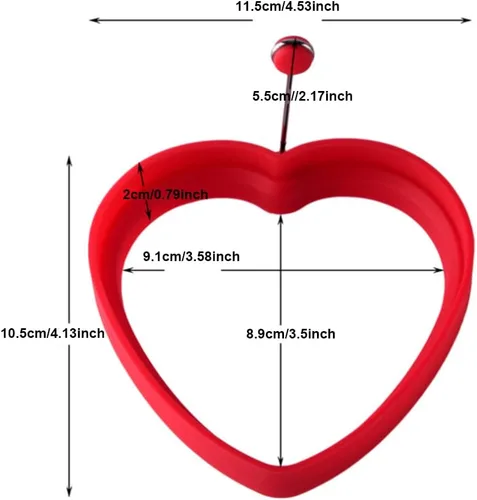 Miniatura 3 de SEIWEI Molde de huevo frito Anillos de cocina de huevo antiadherente DIY Pancake Hornear Herramienta de cocina Forma de corazón Rojo