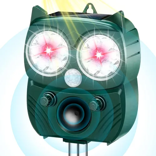 Repelente de gatos al aire libre solar ultrasónico repelente de animales al aire libre dispositivos disuasorios de mapache IP66 impermeable ratón