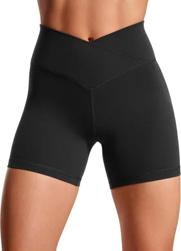 CRZ YOGA Butterluxe - Pantalones cortos cruzados para mujer de 3 y 5 pulgadas, pantalones cortos de yoga y entrenamiento de cintura alta, suaves