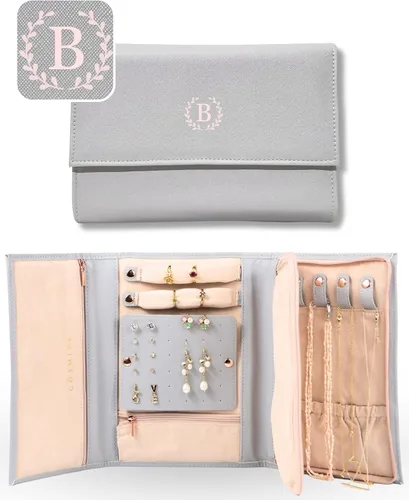 COSMIYA Joyero de viaje personalizado con inicial, regalos personalizados con monograma para mujeres, regalos de propuesta de dama de honor,