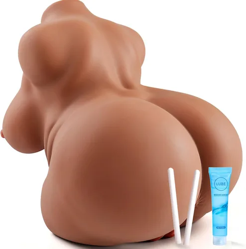 BBW - Muñeca sexual marrón con gran culo y tetas, 9 libras, realista, 3 en 1, juguetes sexuales para adultos, masturbación, coño de bolsillo con