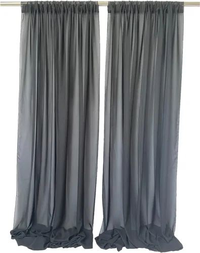 Miniatura 3 de Cortinas de fondo de gasa transparente de 10 x 10 pies (5 pies x 2 paneles), cortinas de tela de gasa para bodas, cortina larga transparente