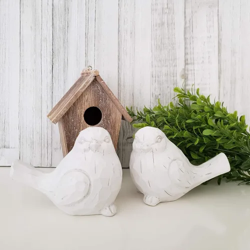 Miniatura 2 de Birch & Bliss Juego de 2 figuras rústicas talladas de pájaro envejecido rústico tallado para el hogar, mamá, familia, amigos, mujeres, hermosa boda