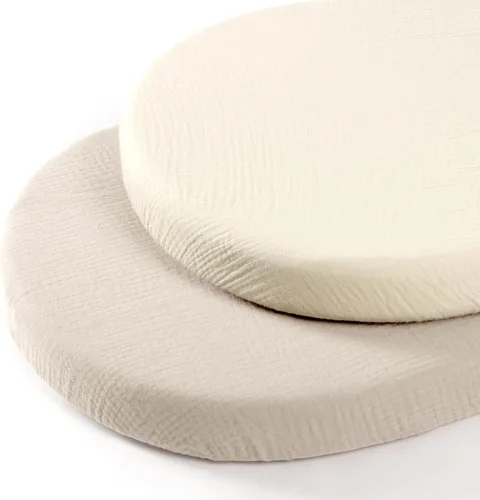Miniatura 62 de lulumoon Sábanas de muselina para moisés para bebé: sábanas ajustables suaves para moisés de cabecera para niños y niñas Oliva y Crema