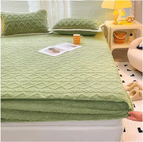 Miniatura 10 de TEVTEV Sábana bajera de felpa de terciopelo de franela extra suave, esponjosa, súper gruesa, cálida y acogedora para invierno, con bolsillo profundo