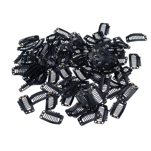 Miniatura 3 de SWACC 100 clips metálicos en forma de U para extensiones de cabello, extensiones de cabello, clips de peluca de peine a presión con goma