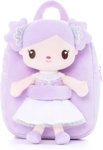 Miniatura 7 de Gloveleya Mochila para niños pequeños con muñeca púrpura caramelo de 9 pulgadas