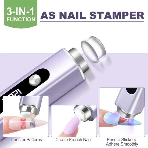Miniatura 6 de NXJ INFILILA Luz UV multifuncional de mano para uñas de gel con imán de ojo de gato, lámpara de uñas portátil de curación flash para manicura Púrpura