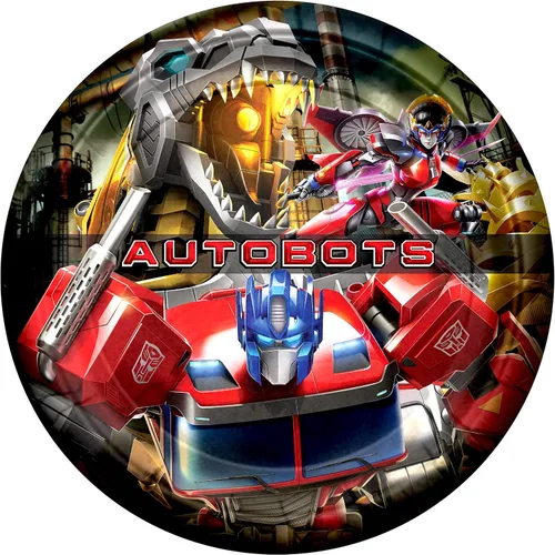 Treasures Gifted Suministros para fiesta de cumpleaños de Transformers con licencia oficial, platos de fiesta de Autobots de 8 quilates y 7