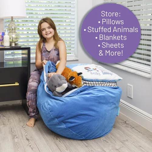 Miniatura 4 de Puf de almacenamiento de animales de peluche, puf para niños, puf para niños, sillas de puf para niños y adolescentes, soporte para animales