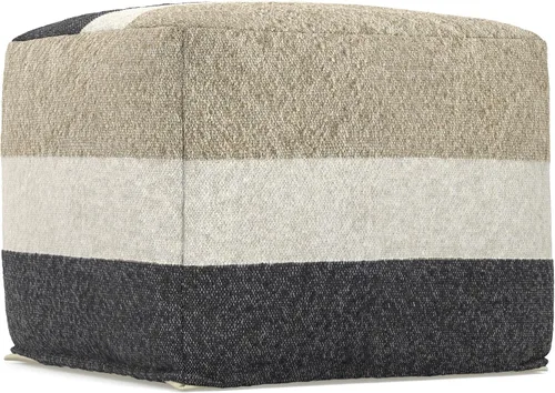 Miniatura 6 de SIMPLIHOME Claudette - Puf cuadrado de 18 pulgadas de ancho tapizado de tela acrílica otomana en multicolor, taburete bohemio, puf decorativo