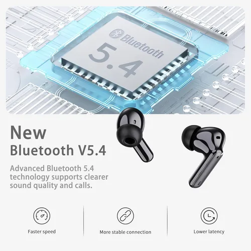 Miniatura 2 de Auriculares inalámbricos, Bluetooth 5.4 con 4 micrófonos ENC con cancelación de ruido, nuevos auriculares inalámbricos HiFi Stereo Deep Bass 40H