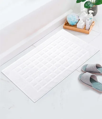 Miniatura 6 de COTTON CRAFT Tapete para bañera – Azulejo esculpido, 100% algodón, ultra absorbente, de baja pelusa, 1000 GSM, tapete de baño de lujo – Alfombra