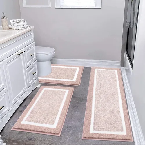 Miniatura 70 de Pauwer Juego de baño, alfombras de baño antideslizantes, alfombras de ducha absorbentes para suelo de baño, bañera y ducha, color azul aguamarina