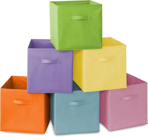 Miniatura 13 de Casafield juego de 6 cubos de almacenamiento plegables de tela, canastas de tela plegables de 11 pulgadas, para estantes, cubos organizadores