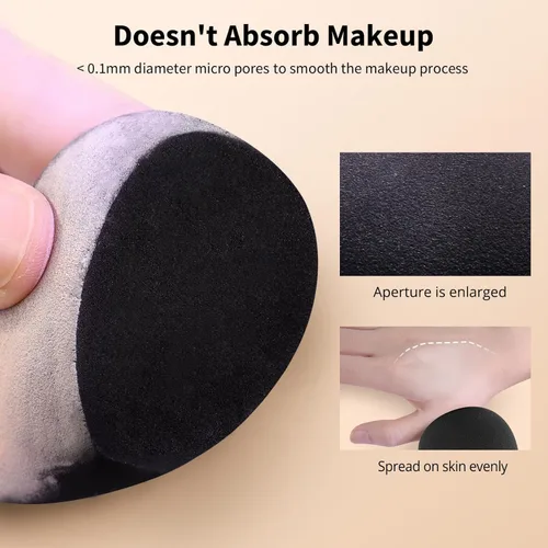 Miniatura 6 de BEAKEY Juego de esponjas de maquillaje, 5 esponjas de mezcla de base, esponjas de belleza impecables para líquidos, crema y polvo, esponjas de Negro