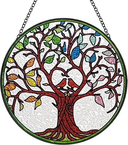 Miniatura 7 de Atrapasoles para colgar vidrieras de 10 pulgadas con panel de vidrio hecho a mano, decoración de ventana, regalo para mamá y abuela