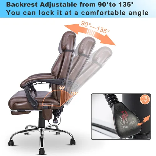 Miniatura 5 de NOBLEMOOD Silla de oficina de masaje amasado con función de calefacción, respaldo 3D, silla de oficina ergonómica de escritorio de masaje, silla