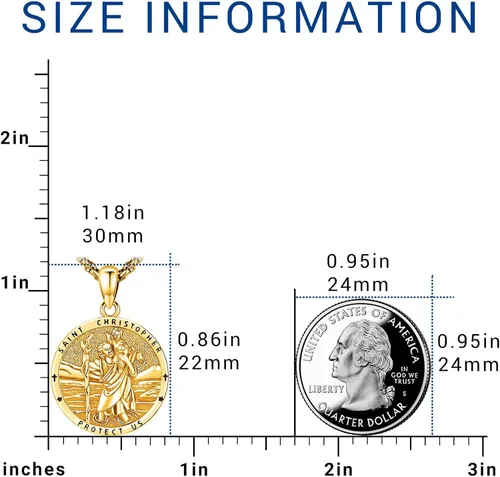 Miniatura 188 de Eusense Saint Necklace Sterling Silver 925 Protection Jewelry for Men Women Patron St Medals Amulet Pendant