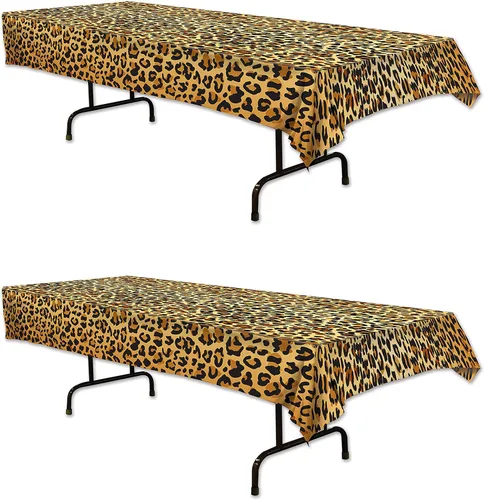 Miniatura 5 de Beistle Mantel con estampado de cebra, 54 x 108 pulgadas, 2 piezas, mantel de plástico, mantel con estampado de animales, decoraciones temáticas