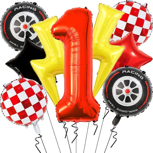 Miniatura 8 de 6 globos de carreras para decoración de fiesta de cumpleaños, globos de semáforo de 32 pulgadas para suministros de fiesta de cumpleaños